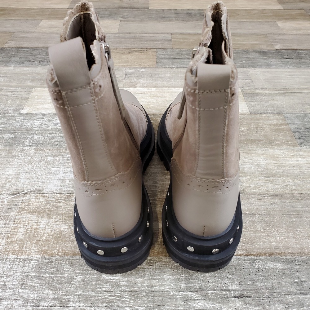 Free People Women Tate Leather Moto Boots Sz 7.5 Biker Studded Zip NEW NWOB - Picture 5 of 9